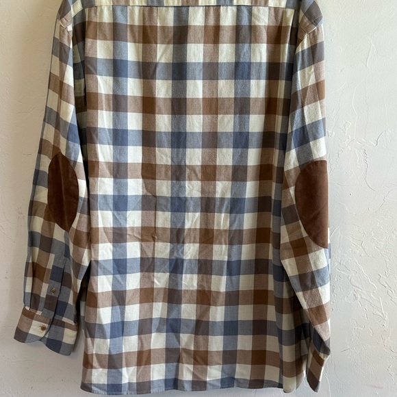 NWT Daniel Cremieux Cotton Brown/Blue Flannel Plaid Elbow Patches Shirt Sz XXL - Picture 6 of 11
